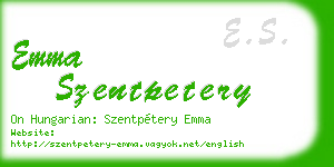 emma szentpetery business card
