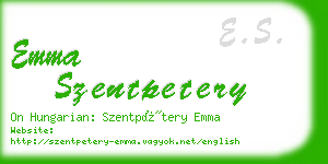 emma szentpetery business card